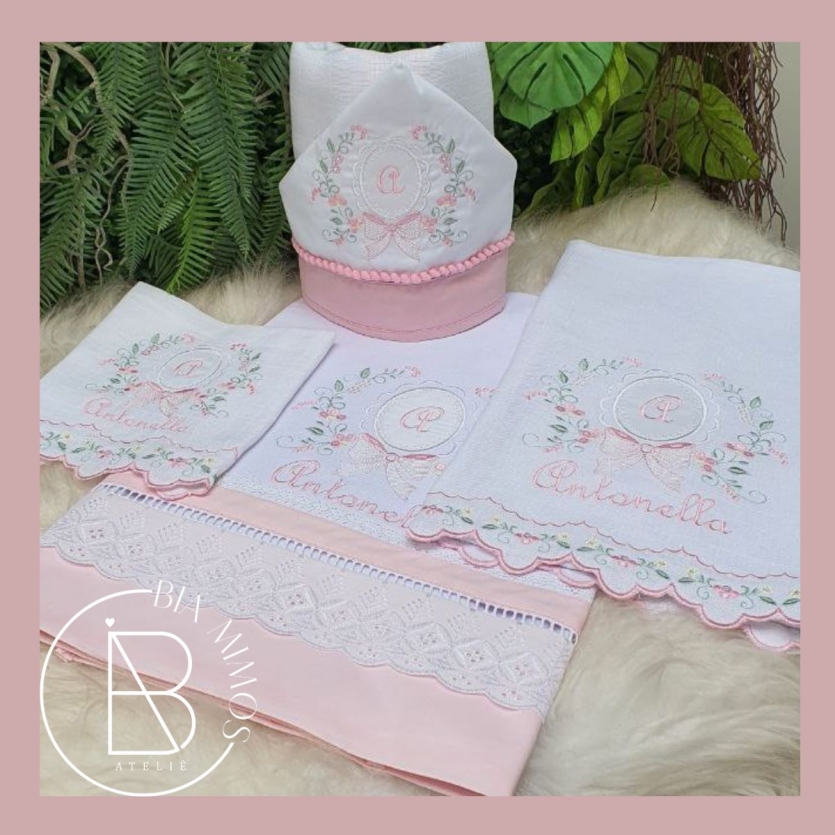 KIT MATERNIDADE BARRADO BORDADO